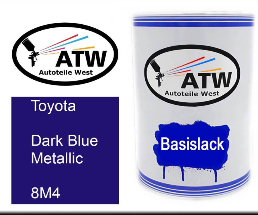 Toyota, Dark Blue Metallic, 8M4: 500ml Lackdose, von ATW Autoteile West.